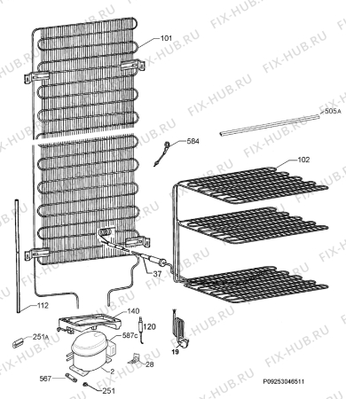Взрыв-схема холодильника Electrolux SB26912 - Схема узла Cooling system 017